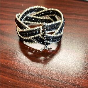 Elegant Black and Silver Beaded Bracelet